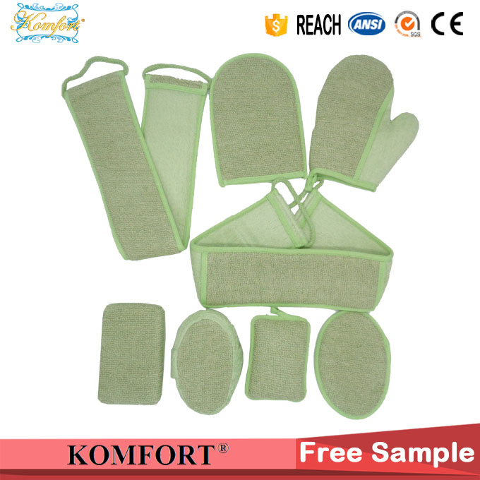 Natural Bamboo Fabric Bath Scrubber Exfoliating Belt Back Scrubber Washing Glove (JM406D)