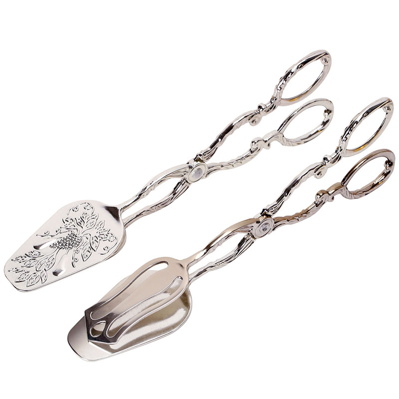 Retro Bread Clip Serving Pasta, Salads, Meat and Vegetables Kitchenware Creative Luxury Metal Cake Food Tong Baking Tool
