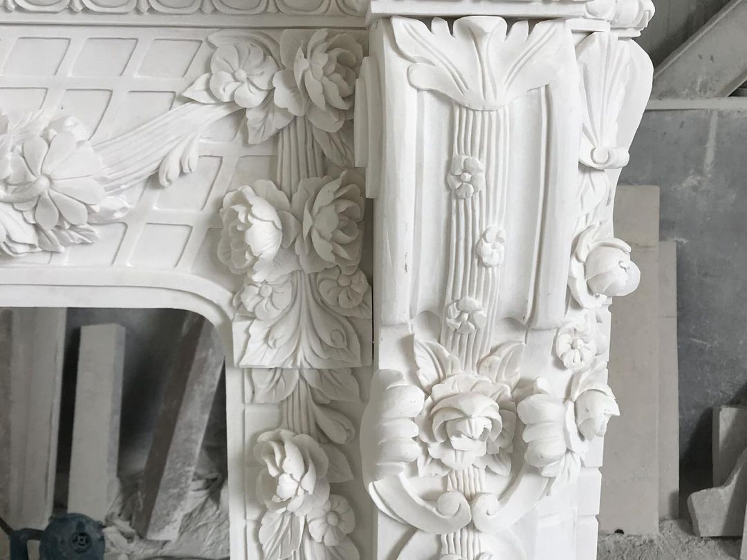Modern Design Marble Fireplaces Mantel Surround Carving Fireplace
