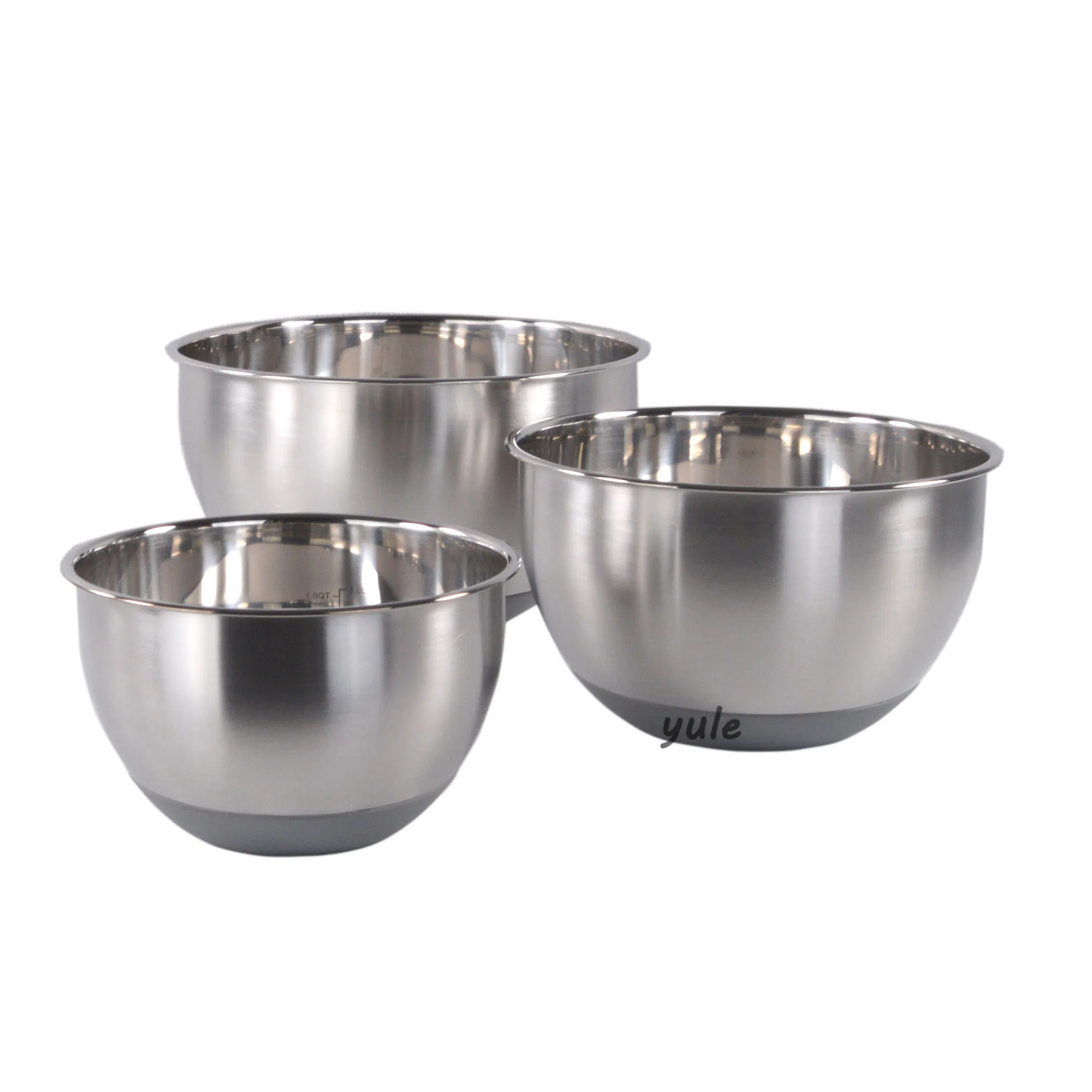 Stainless Steel Gray Color Silicone Bottom Mixing Bowl