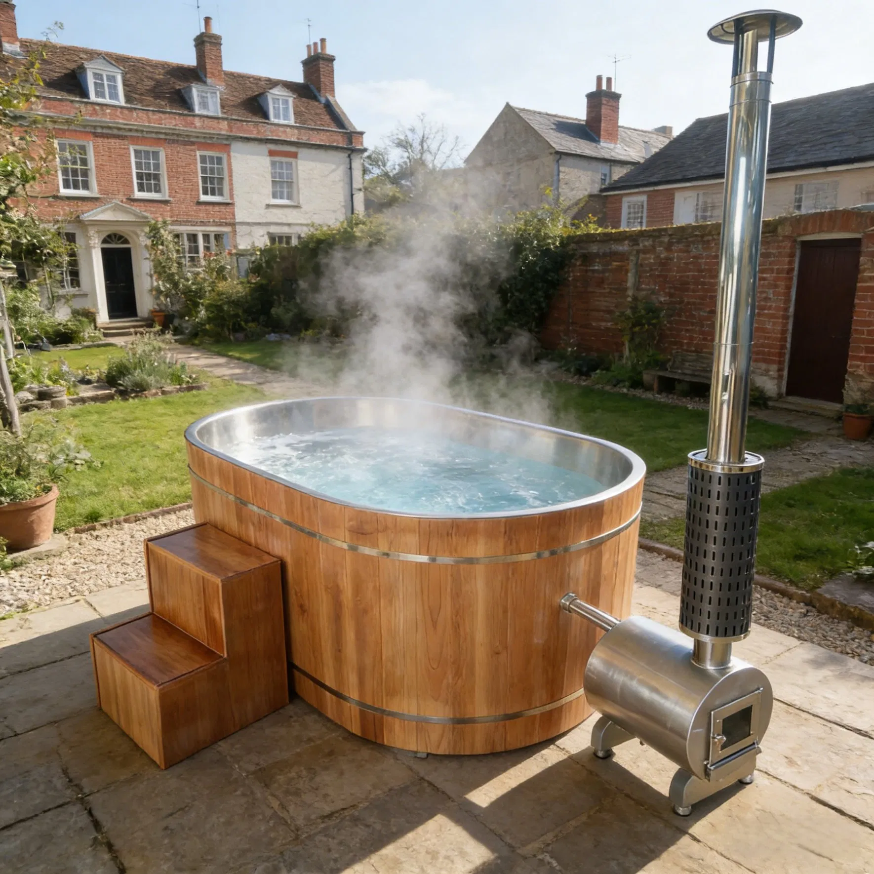 Eco-Friendly Wood Hot Tub Stainless Steel Wood Fired Hot Tub Stove for Private Villas