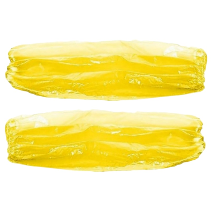 Yellow Disposable Arm Sleeves,Waterproof Sleeve for Arm with Elastic Wrists,Polyethylene Disposable Sleeves to Cover Arms,Disposable Sleeve Protectors for Arms