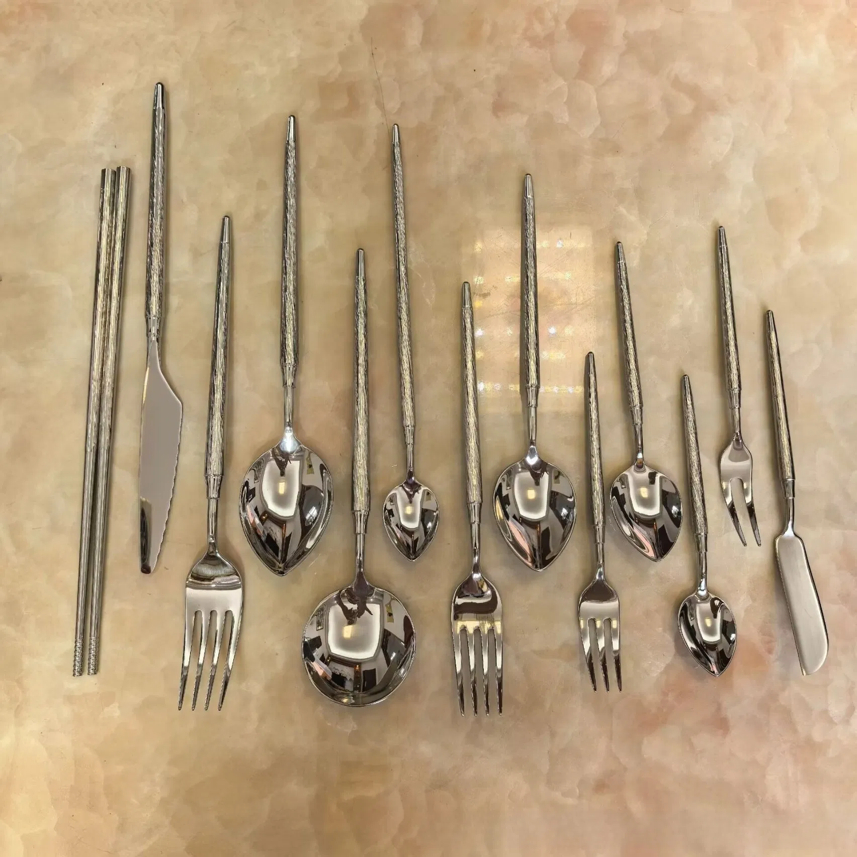 Whole Set 304 Stainless Steel Cutlery High Light Mirror Polished Handle Tableware