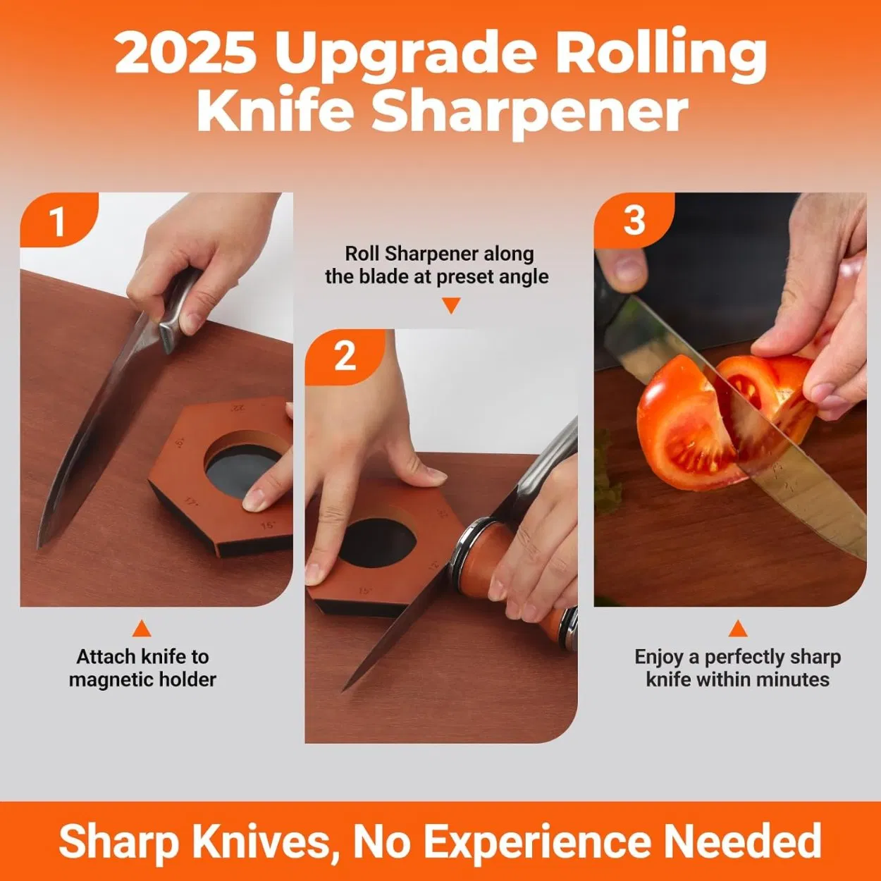 Ds-9972 Roller 6 Sided Diamond Adjustable Sharpener Rolling Knife Sharpener Diamond Magnetic Suction Rolling Sharpening Stone