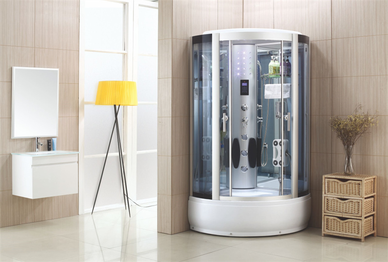 Glass Shower Box with ABS Tray and Computerized Control Panel LED Lamp