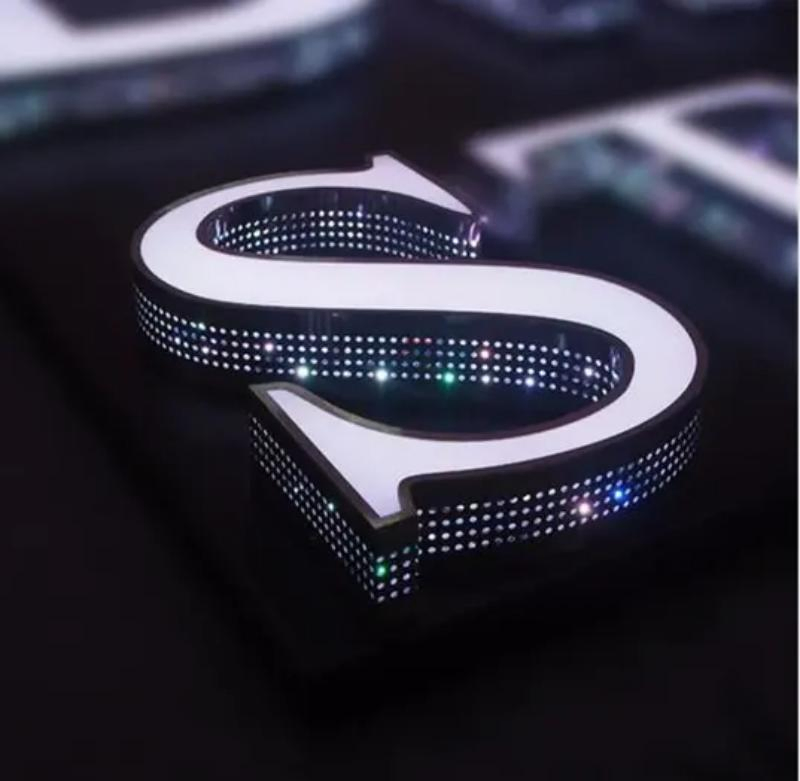 Illuminated Punched Slot Letters Mirror 3D Logo Signage