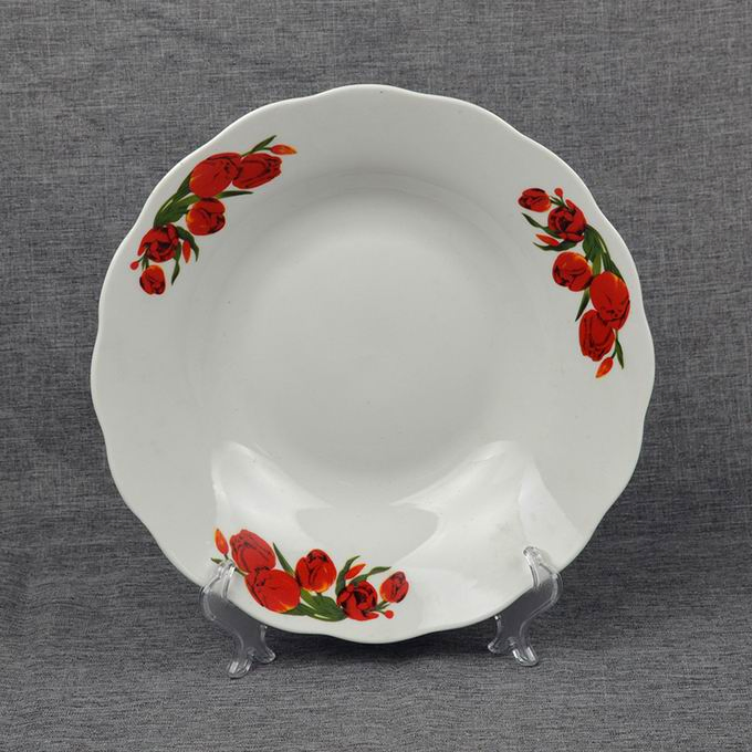 10"Soup Plate Simple Decal Cut Edge Porcelainware Ceramics Tableware