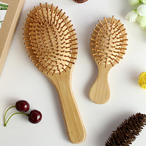 New Mold Paddle Shape Air Cushion Massage Hair Brush with Soft Touch Paint and with Bow Decoration Natural Bamboo Comb Paddle
