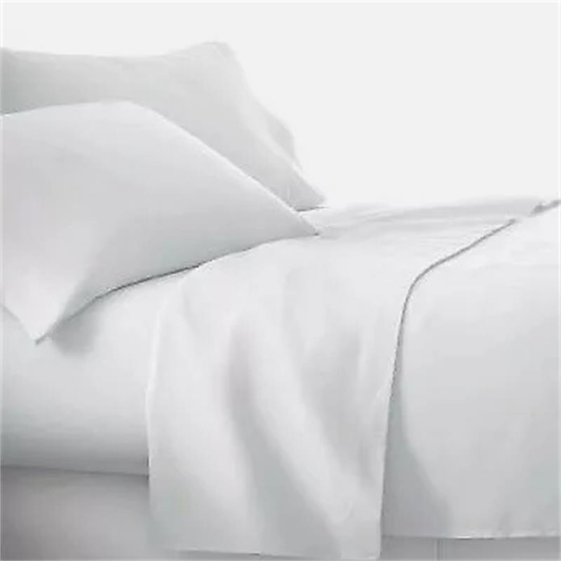 Polyester/Cotton 50/50 250 Thread Count White Satin Stripe Single Flat Hotel Sheet