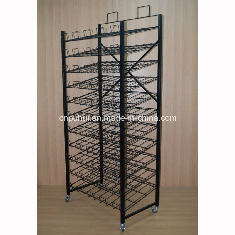 Retail Store Flat Pack 5 Tiers Folding Wire Mesh Shelf (PHY351)