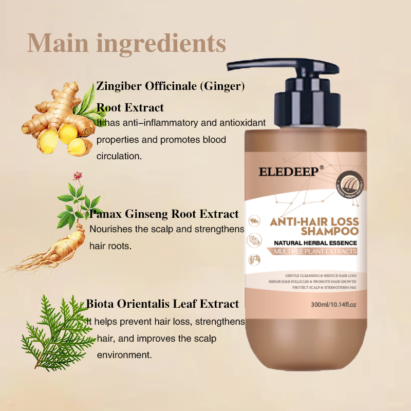 Hair Growth Shampoo Ginger Ginseng Shampoo Hair Thickening Botanical Boost Healthy Scalp Hair Growth Strengthen Deep Cleaning