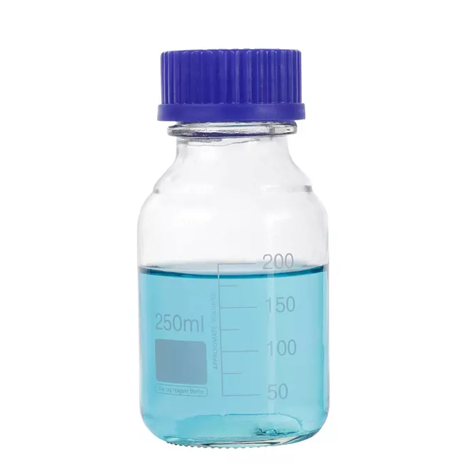 Glass Media Storage Reagent Bottle Graduation 100ml 250ml 500ml 1000ml Borosilicate Glass Reagent Bottle with Blue Cap