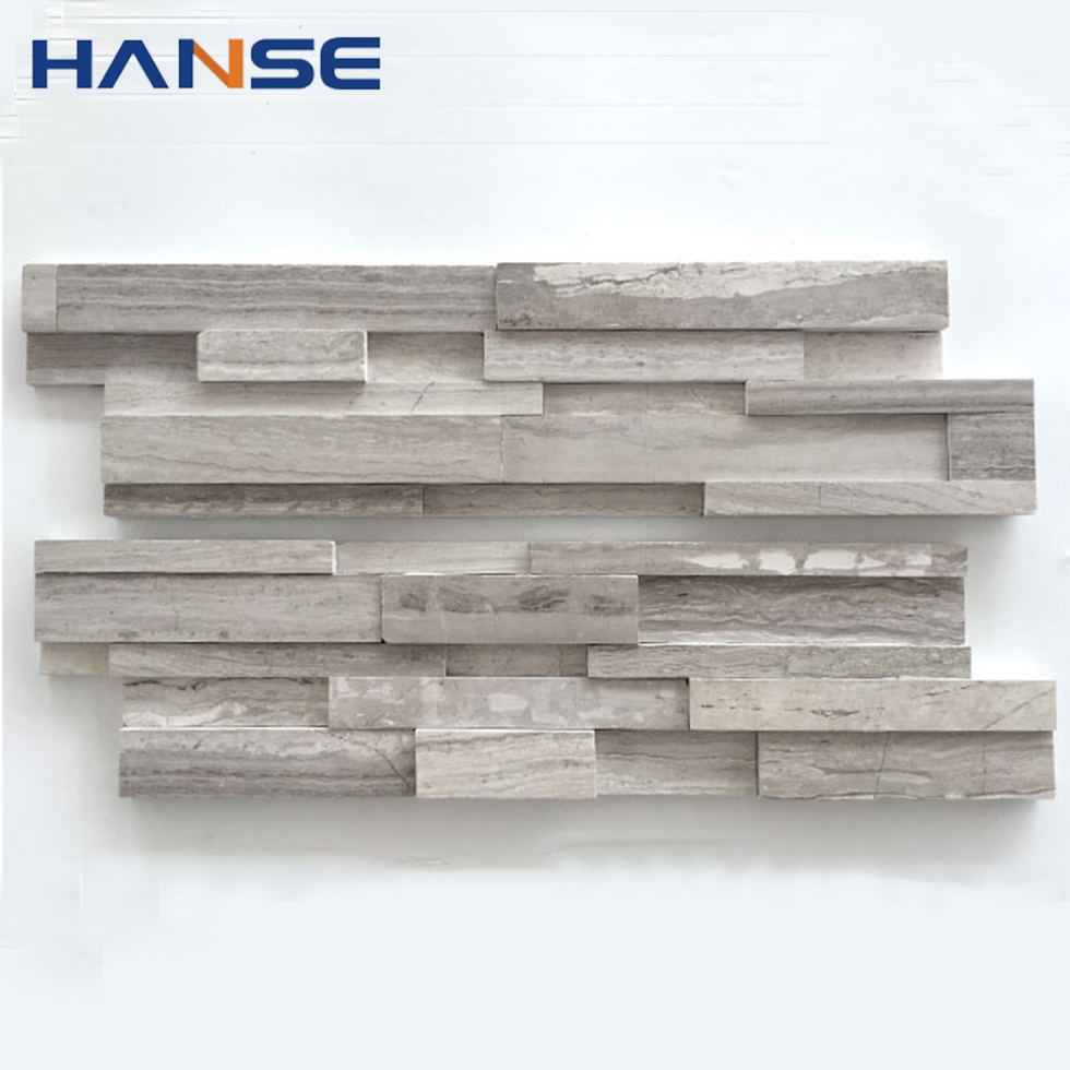 Factory Price Exterior 3D Cube Stone Beige Marble Mosaic Natural Culture Stone for Exterior Wall Cladding
