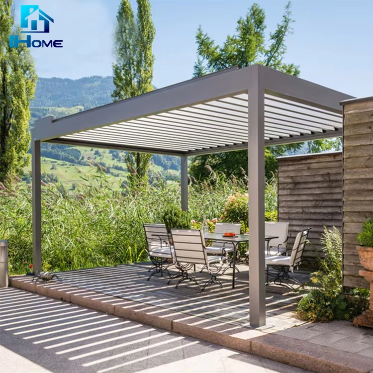 Garden Gazebo Aluminum Louvre Awning Electric Opening Patio Louver Roof Smart Pergola