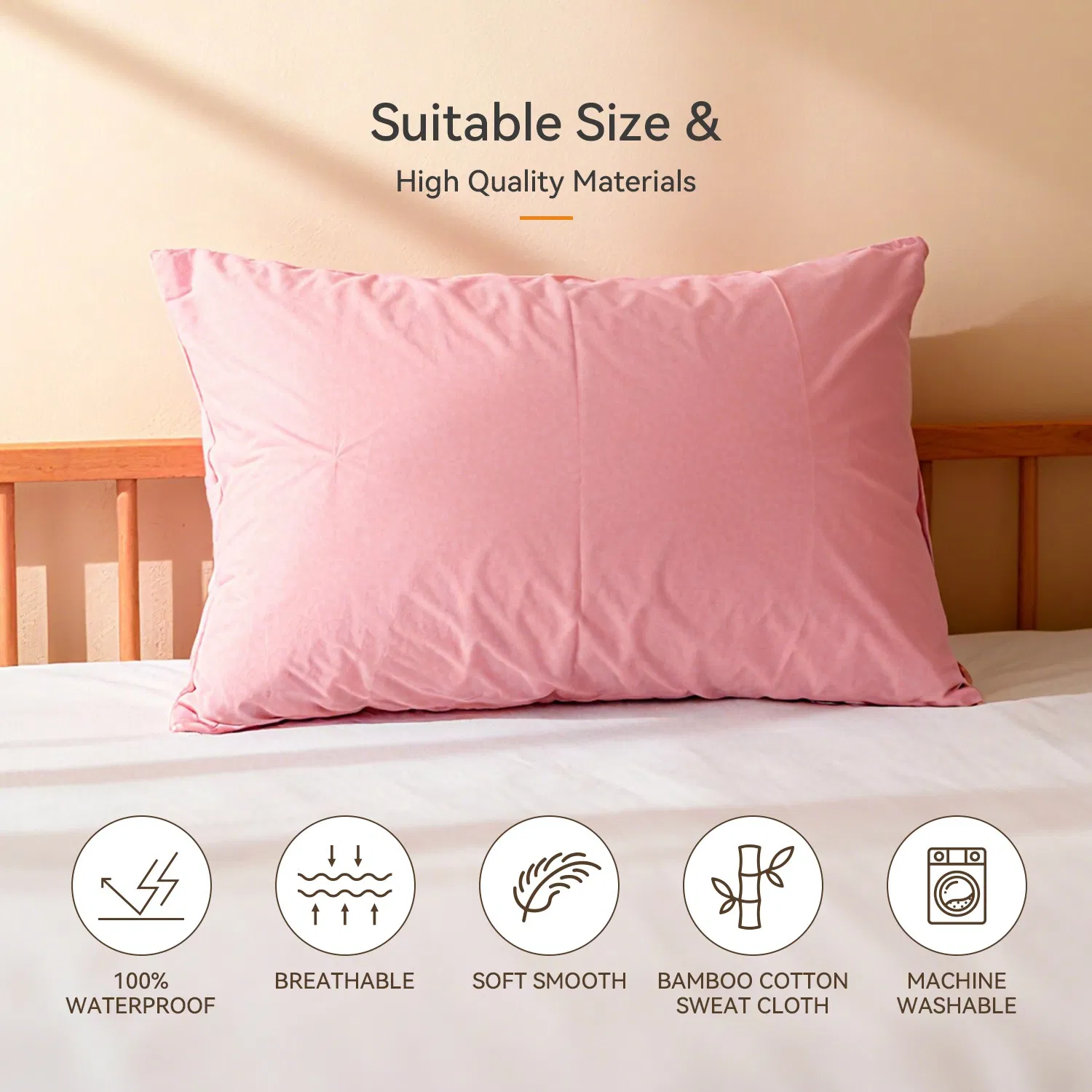 Ultra Soft Silk 100% Waterproof Hotel Bedding Pillow Case Cover