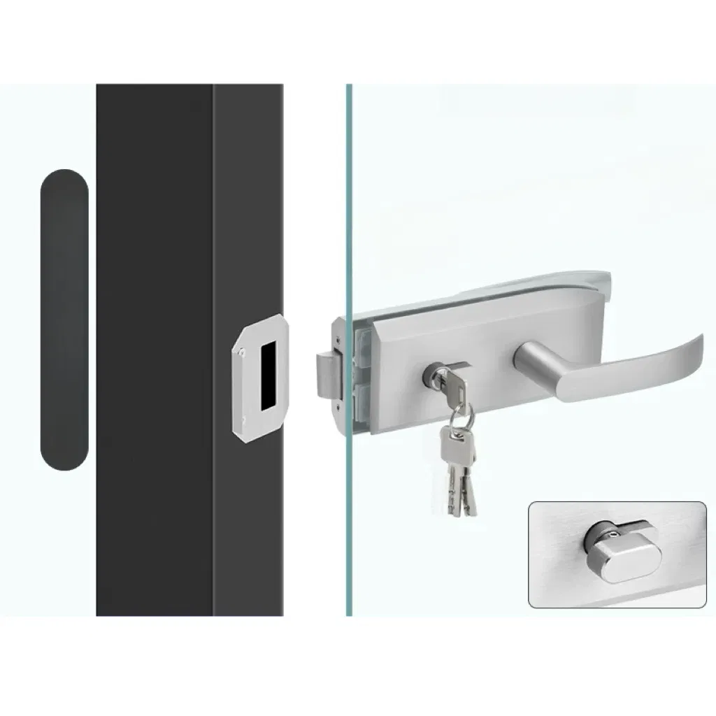 Excellent Quality Commercial Zinc Alloy Material Glass Handle Glass Oor Lock for Frameless Doors