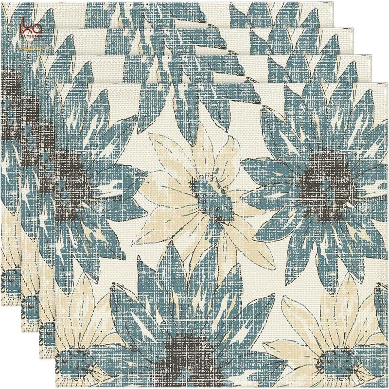 Thanksgiving Printable Washable Floral Leaf Non Slip Restaurant Table Kids Custom Design Linen Placemat for Glass