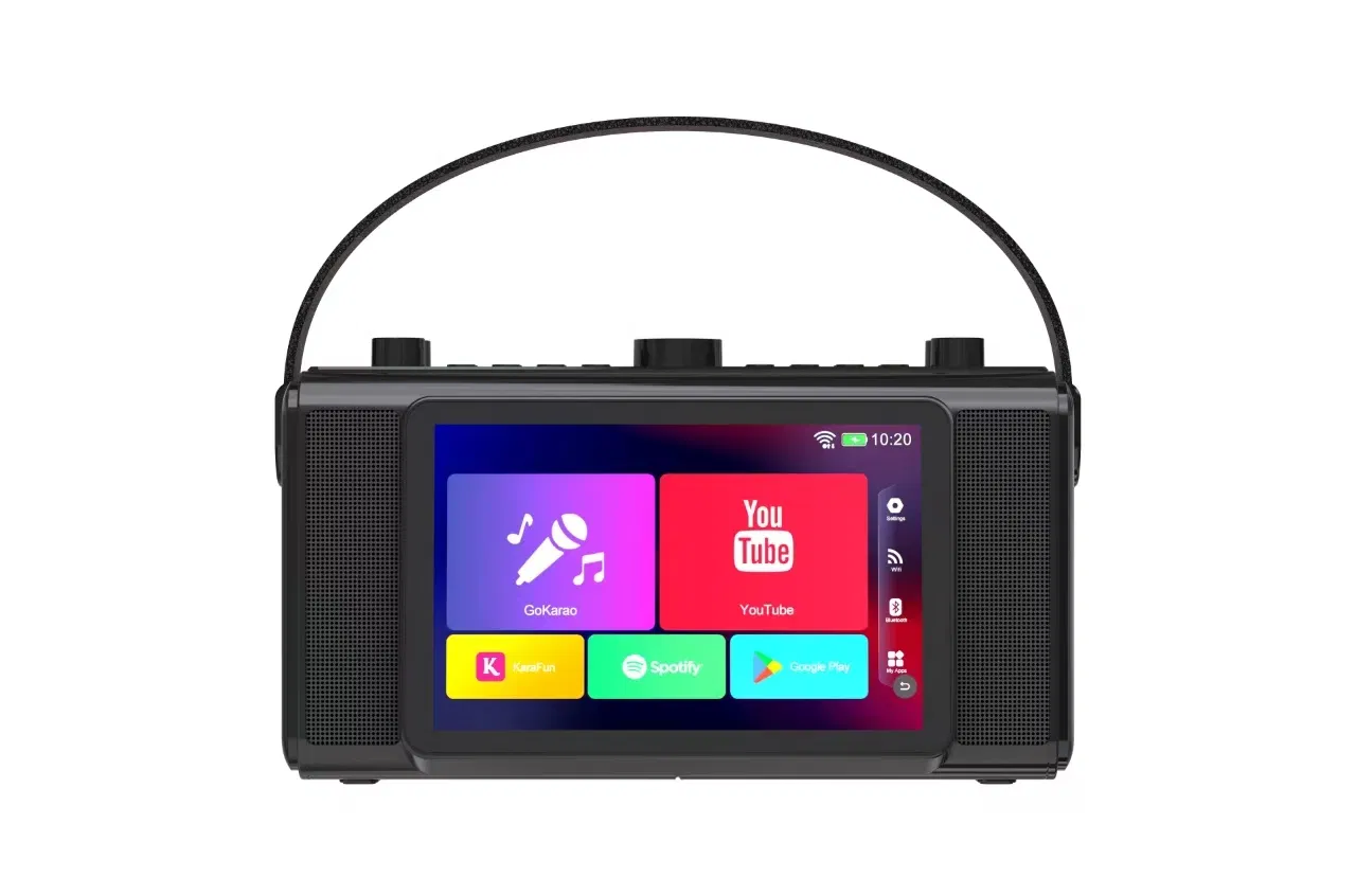 Portable Karaoke Machine 7'' Touch Screen Speaker Self-Charging Wireless Build-in Displaymultiple Inputs Speaker