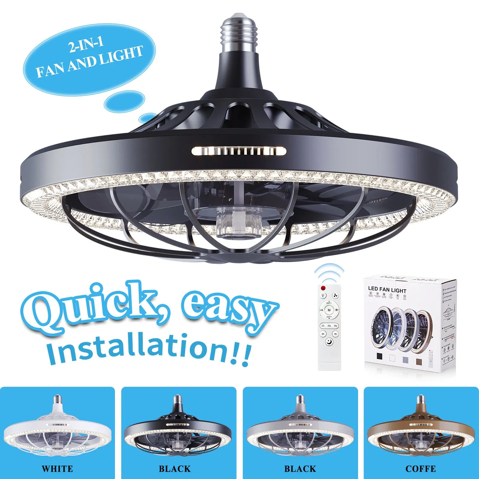 LED Ceiling Light, Simple Household Integrated Bedroom Fan Light