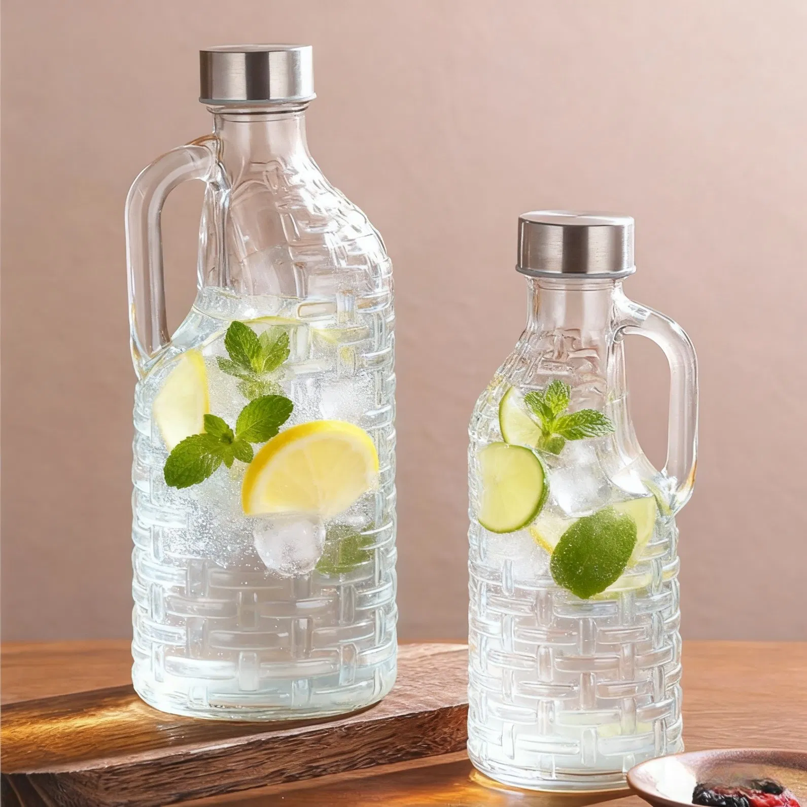 1L 500ml Glass Milk Bottles with Lids Airtight Thick Reusable Glass Pot Leakproof Glass Jug with Cap