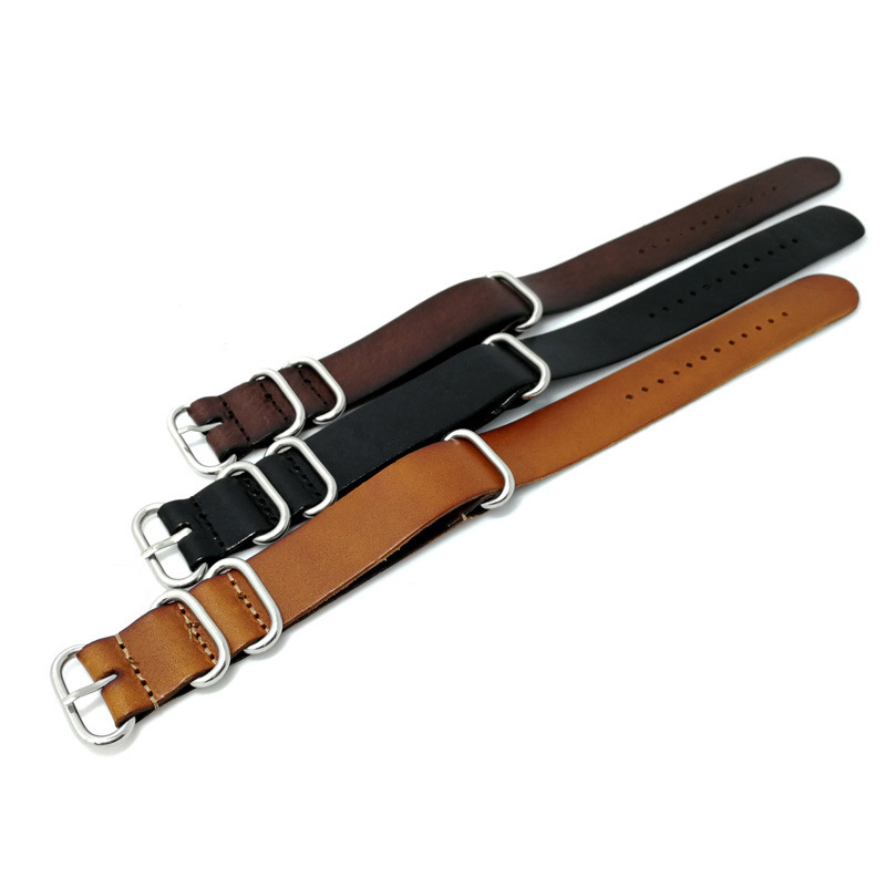 China Manufacturer Vegetable Tanned Leather 20mm Watch Band Nato Watch Strap