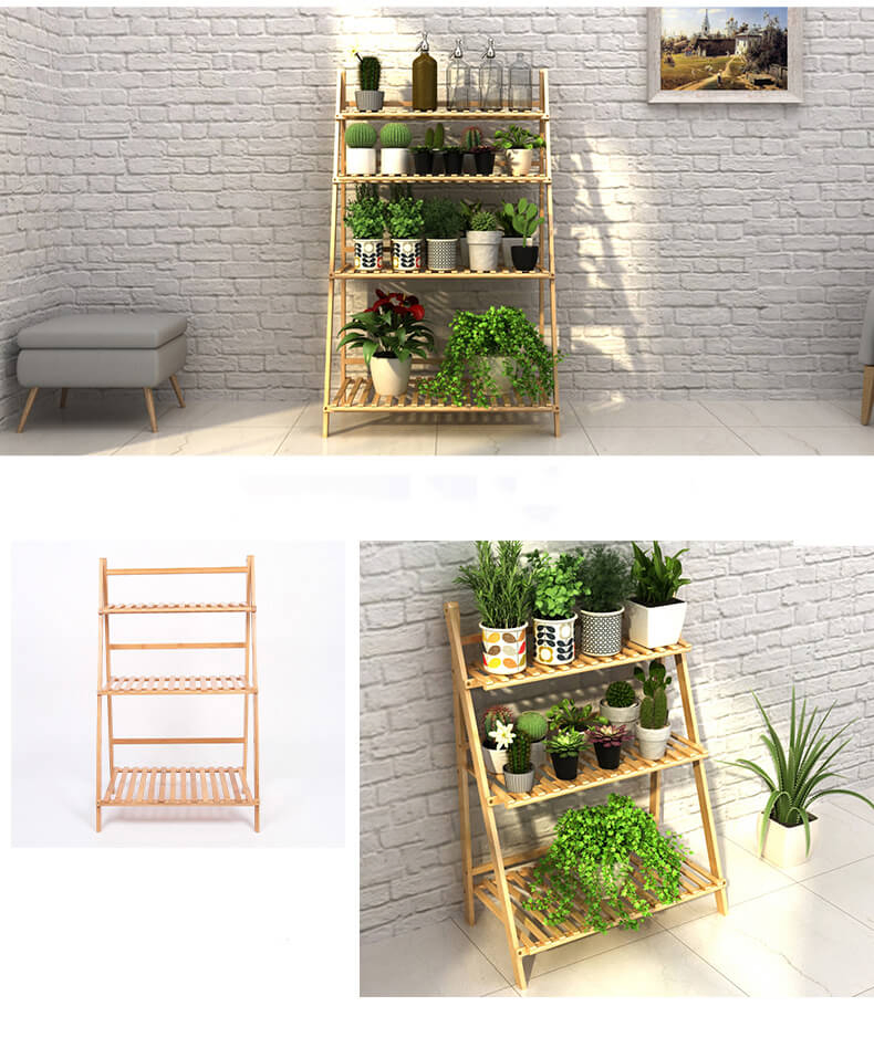 Modern Indoor Wholesale Wall Shelves Pine Beech Bamboo Wood Plant Stand