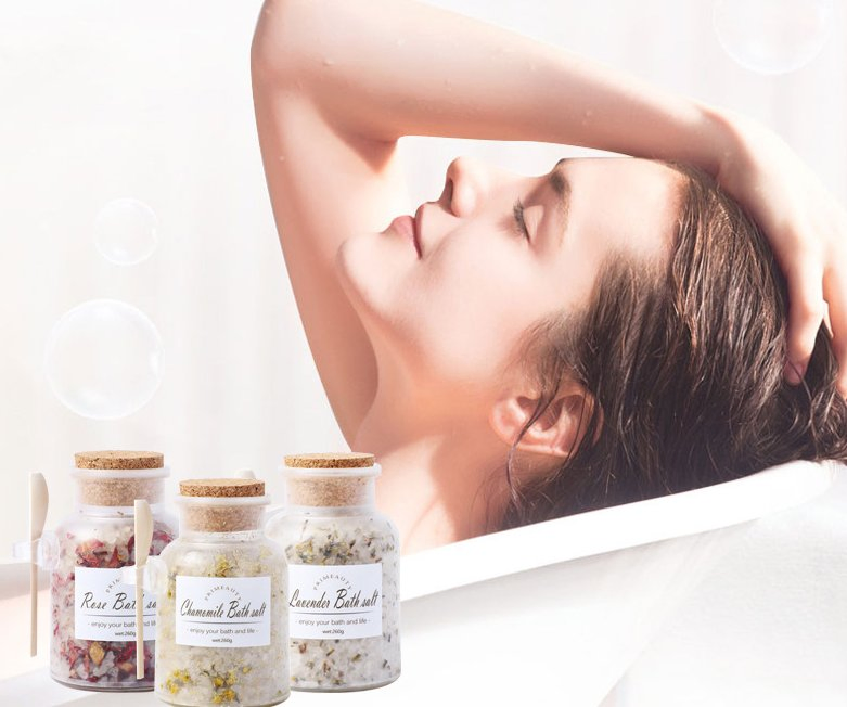Online Wholesale in Stock Jordan Private Label Pure Natural Dead Sea Bath Salts with Dry Flowers Argan Oil