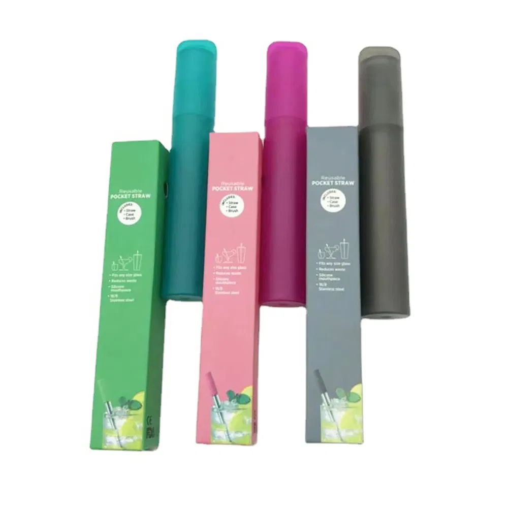 Телескопическая металлическая трубочка для напитков с чехлом