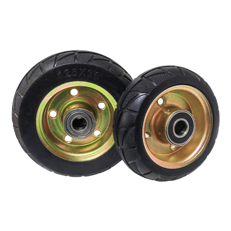 4-Inch Medium-Duty Rubber Casters with Iron Rims and a Non-Slip Textured Surface, Making Them Slip-Resistant and Durable. Suitable for Tool Carts and Handcarts.