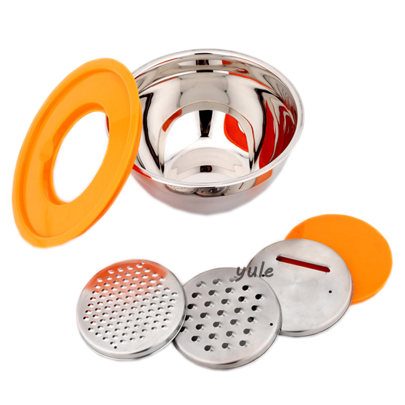 2022 Factory Wholesale Stackable Salad Bowl Kitchenware Tool Stainless Steel Mixing Bowl with Grater
