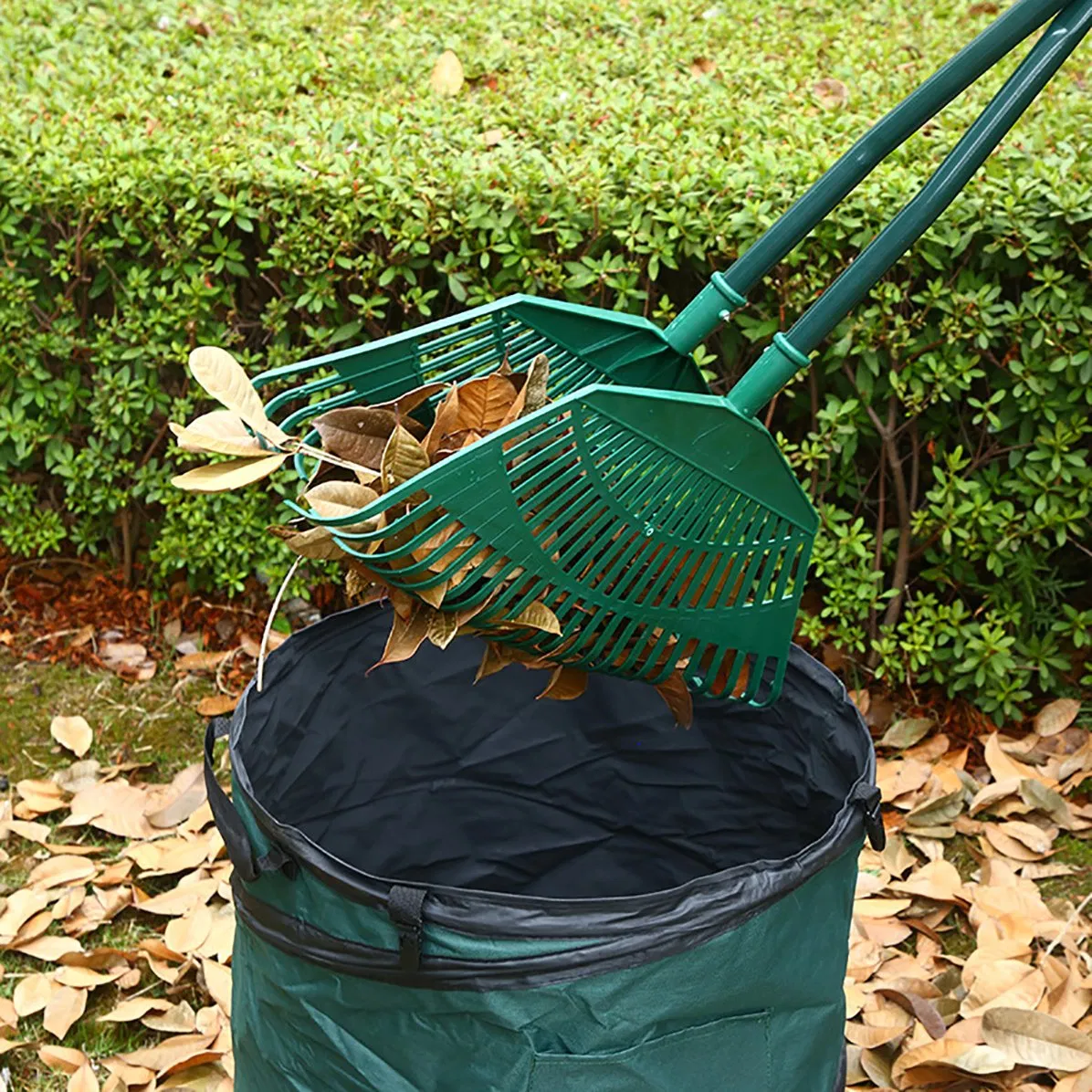 Top-Level Portable Long Handle Steel Garden Handheld Leaf Rake Grabber Tools for Leaf Cleaning