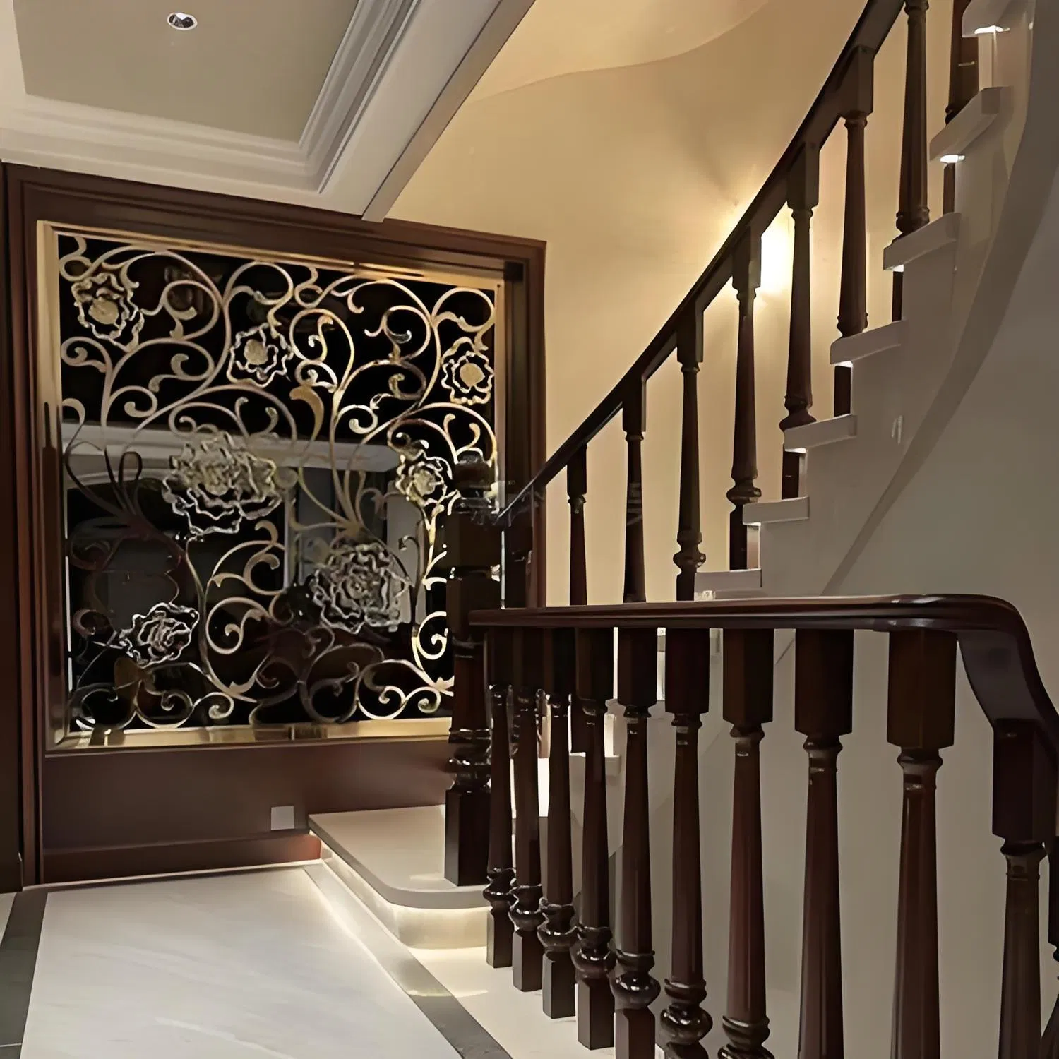 Customizable Wood Grain Aluminum Window Grille for Home Security W01