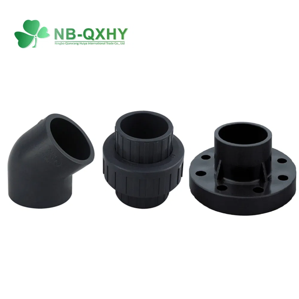 High Pressure PPR Plastic ANSI Sch80 Pn16 Male Female Thread Union Coupling Tee Cap Connector Dark Grey UPVC CPVC PVC Plumbing Pipe Fitting