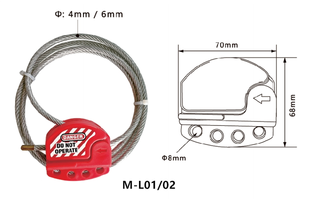 Heavy-Duty Adjustable Safety Valve Lockout Cable for Enhanced Security