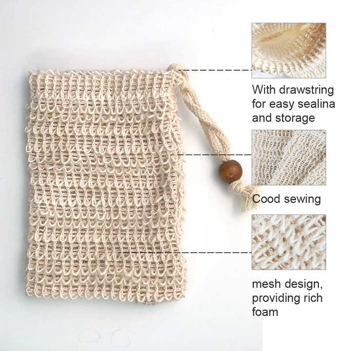 Sisal Soap Mesh Bag with Drawstring