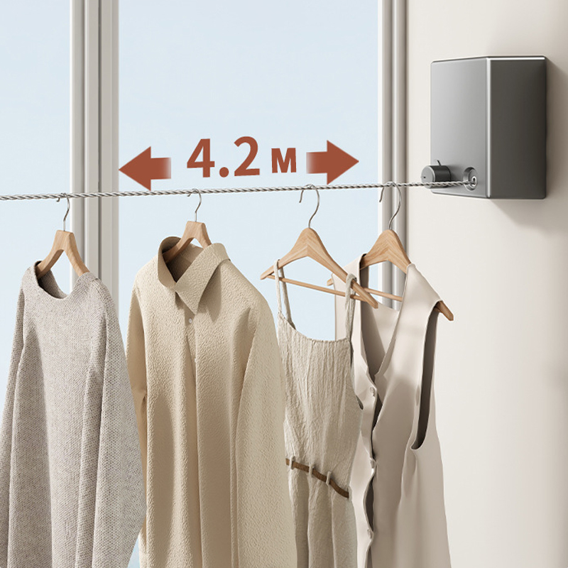 Sanipro Laundry Hanging Rope Wall Mounted Indoor Laundry Retractable ABS Plastic Washing Line Clothes Drying Rack Clothesline