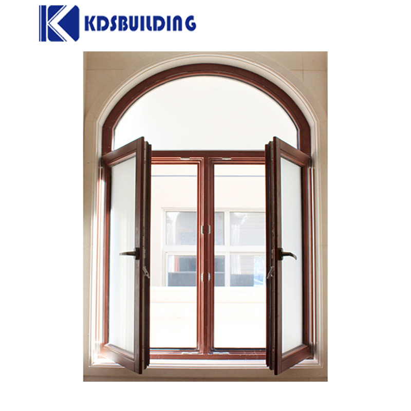  Modern Design Tempered Wooden Glass Soundproof Arch Oak Wood Turn and Tilt Window