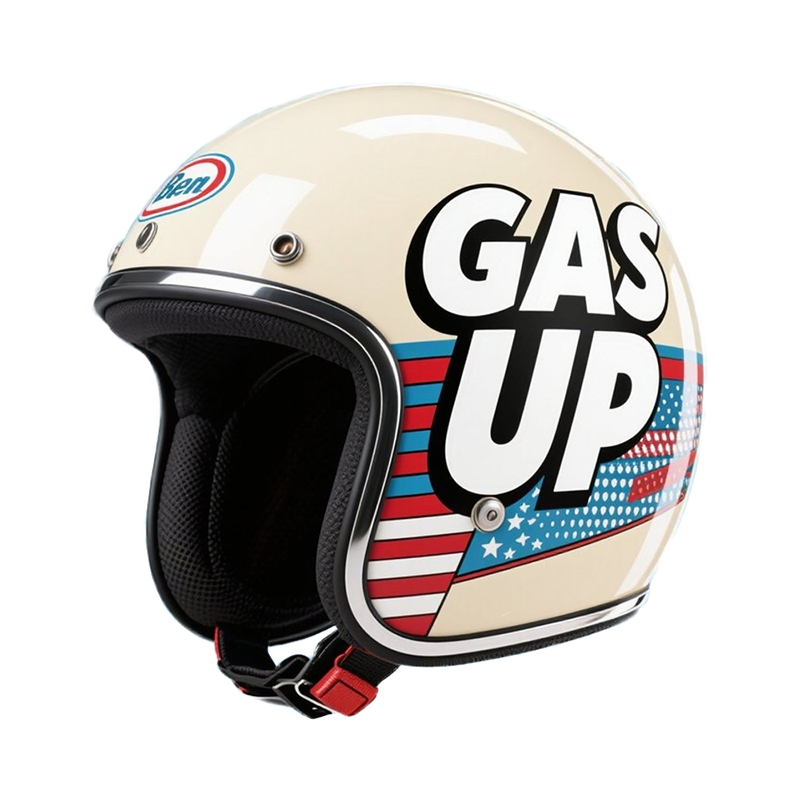 Поликарбонатный шлем с быстросъемным ремнем в винтажном стиле