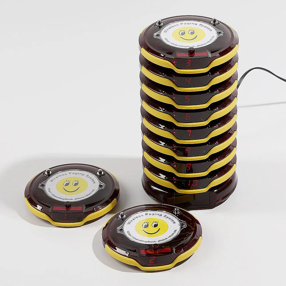 Wireless Restaurant Pager System 20 Pagers Waterproof Coaster High Quality