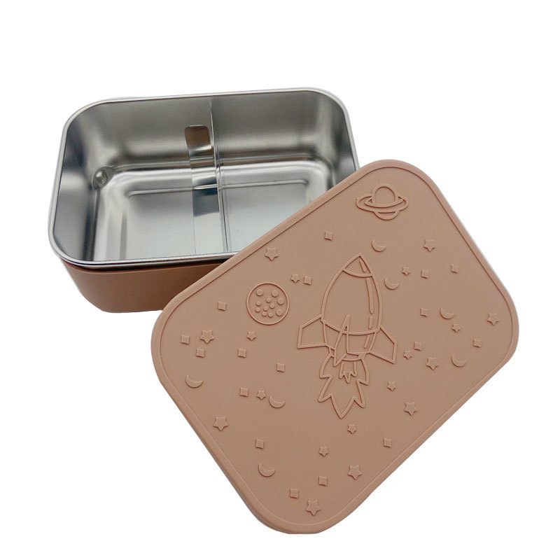Leakproof Removable Divider Stainless Steel Silicone Microwave Safe Sandwich Snack Salad Bento Lunch Box Container Kids