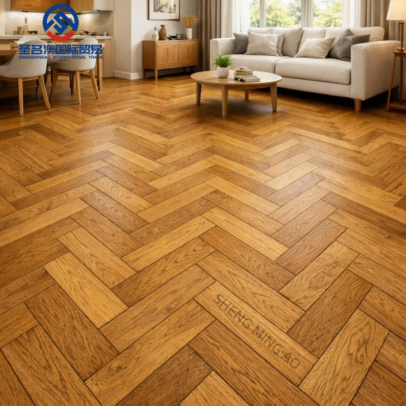 European Style Herringbone Parquet Flooring Natural Oak Engineered Wood Flooring