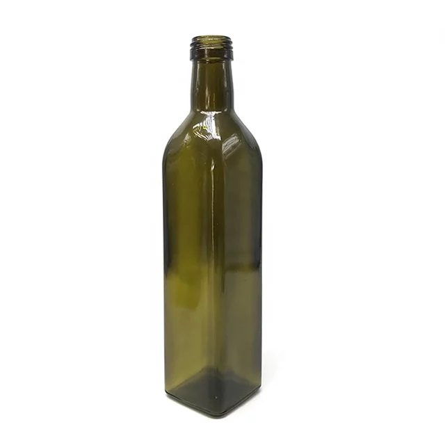 500ml Dark Brown Square Olive Oil Bottle Pour Spout Olive Oil Glass Bottle