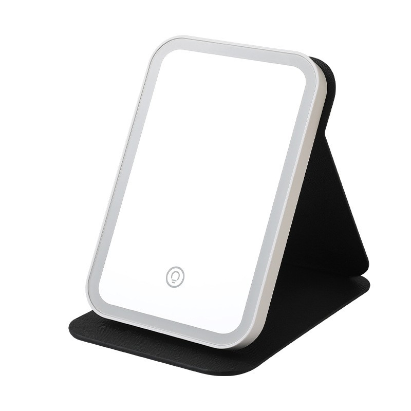 Crocodile Pattern Leather LED Makeup Mirror, Sturdy & Soft, Compact Design