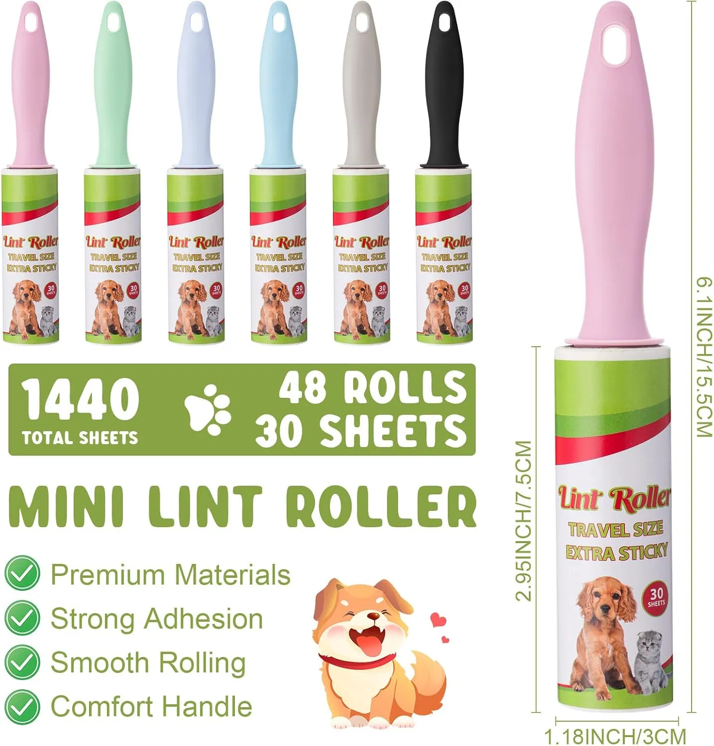 Manual Plastic Lint Rollers for Effective Pet Hair Removal Sticky Furniture Clothes Carpet Hair Remover for Animal Hair Removal