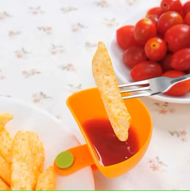 Clip Bowl Plate Holder, Color Plastic Dish Chip Serving for Spice Tomato Sauce Salt Veggie Vinegar Ketchup Chips Ho