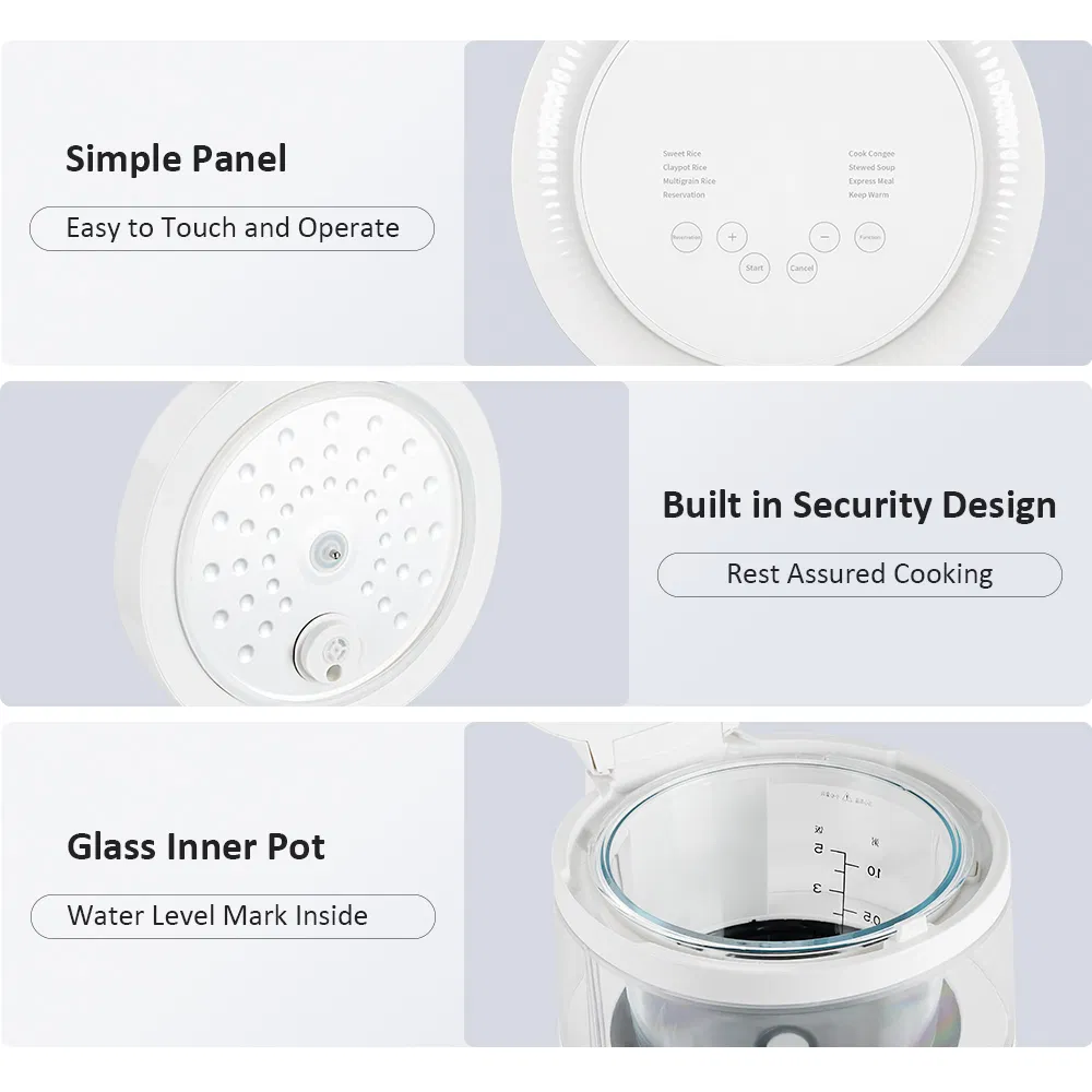 Wholesale 3L 600W Healthy Smart Uncoated Electric Glass Rice Cooker