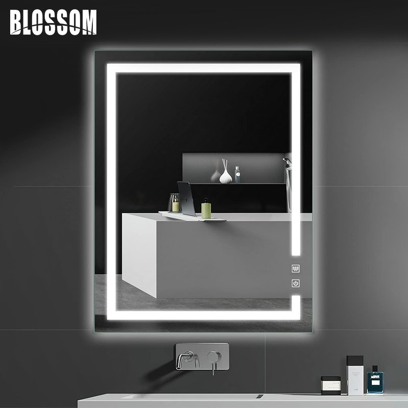 Light Luxury Style LED Light with Outer Ring Energy-Saving Wall-Mounted Smart Mirror