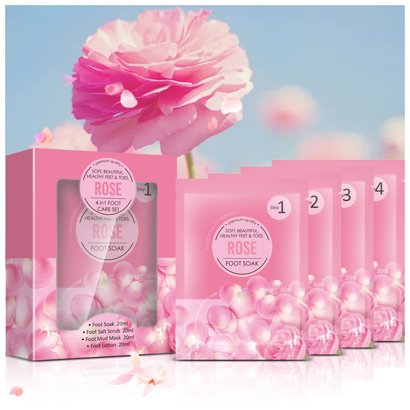 Wholesale Skin Care Set Rose Pedicure Peeling off Moisturizing Exfoliating Foot Soak Salt Feet Scrub