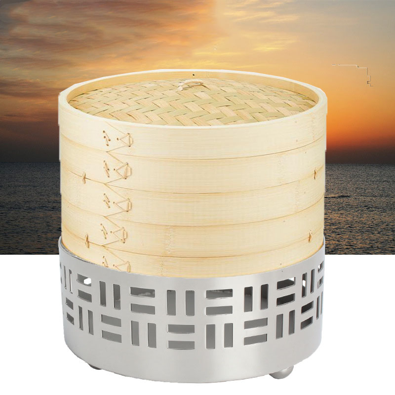 16cm Stainless Steel Kitchen Cooking Mini Dumpling Basket Holder Bamboo Mini Food Steamer Tray