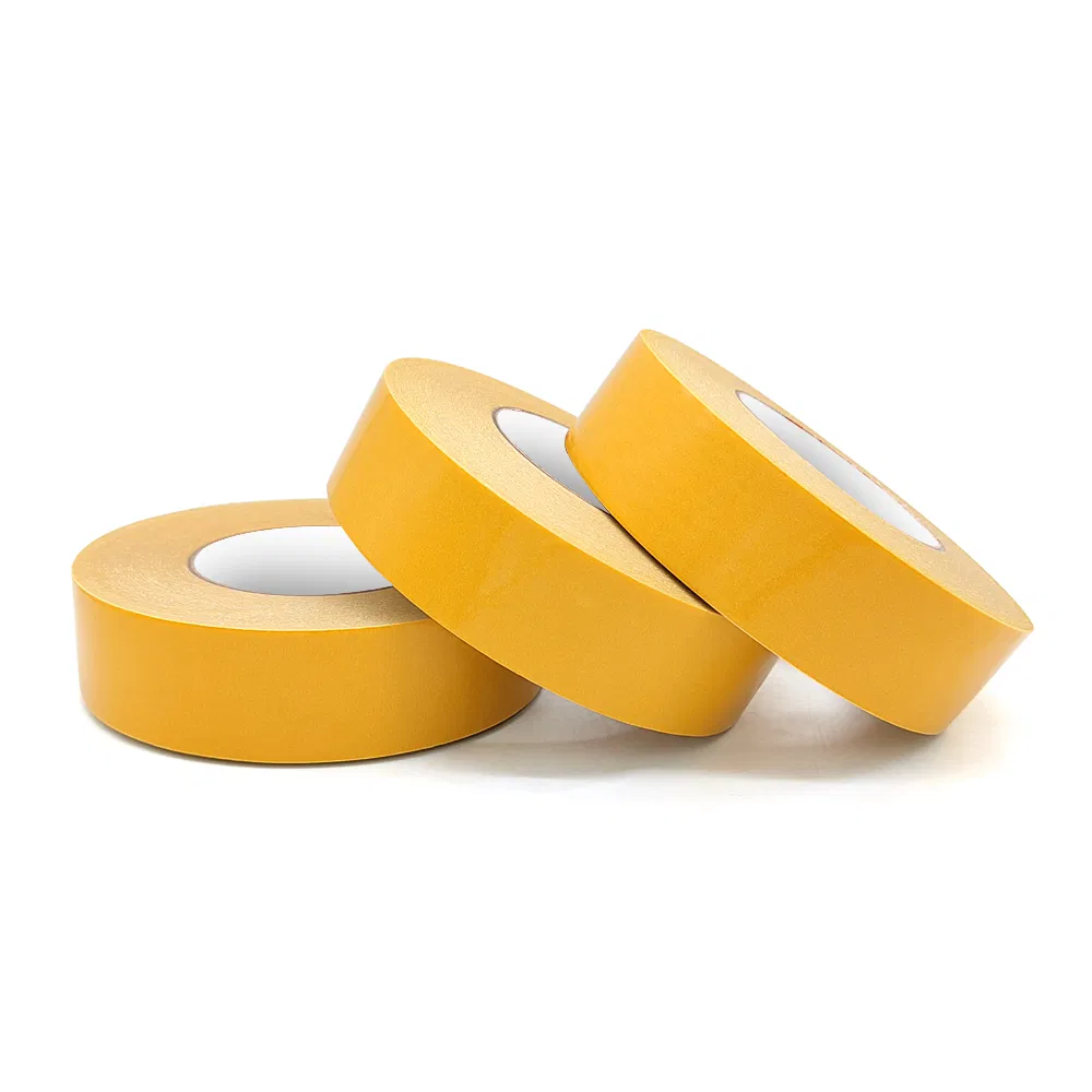 Double Sided Masking Paper Tape Yellow High Grade Self-Adhesive Flatback Paper Tape
